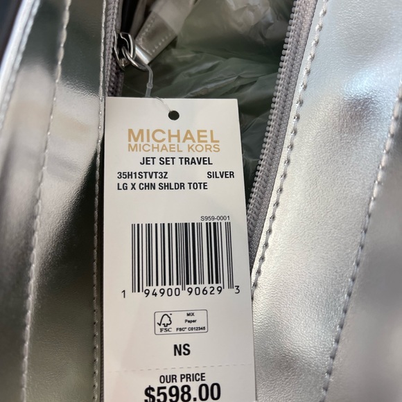 Michael Kors Jet Set Travel Large Chained Tote Shoulder Bag MK 
Silver

NWT - Picture 4 of 16